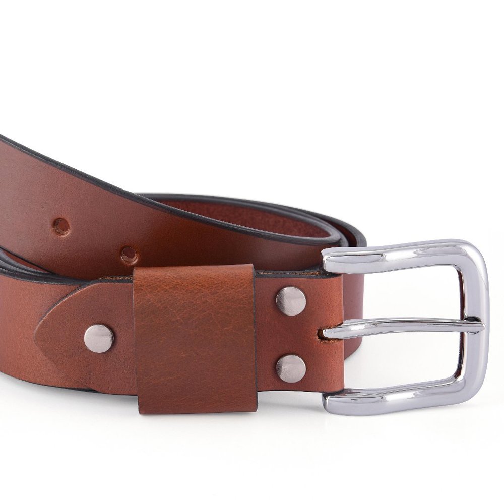Hand Crafted 100% Genuine Mustard Brown Leather Mens Belt - Free Personalization - Picture 4 of 15